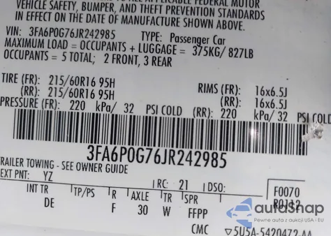 2018 Ford Fusion S from USA, damaged, VIN 3FA6P0G76JR242985